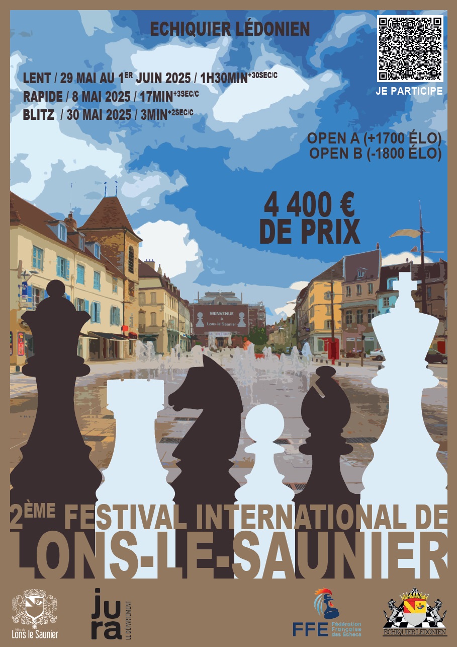 Affiche du second festival d'échecs de Lons-le-Saunier