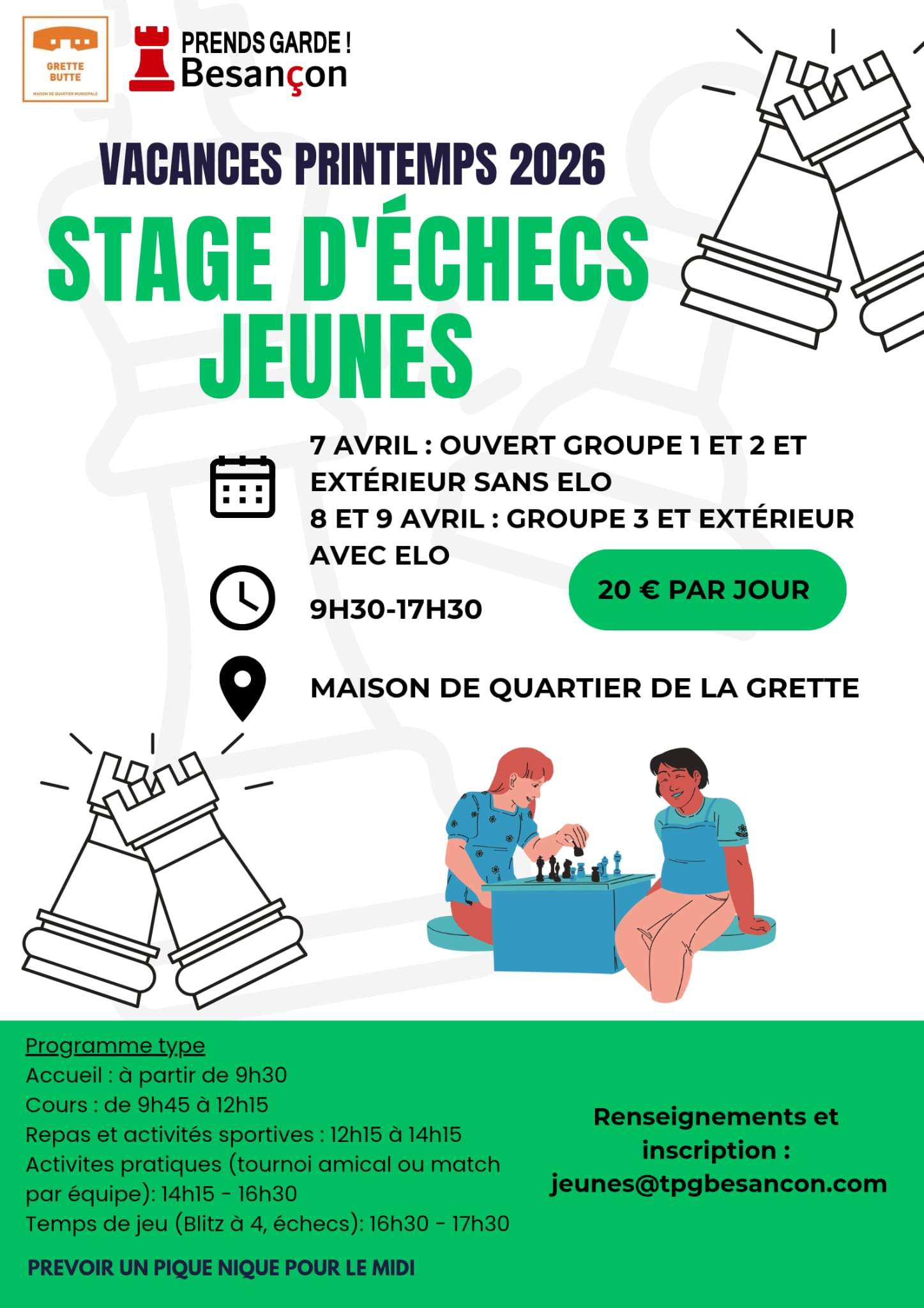 Stage d’Échecs Jeunes @ Maison de Quartier Grette-Butte Besançon